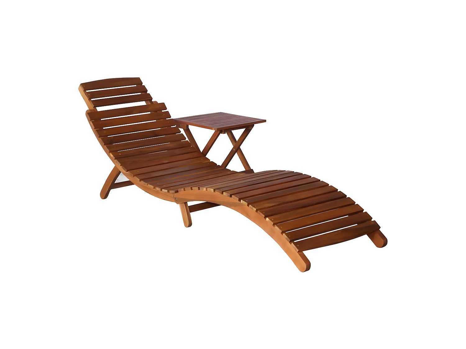 Bain de soleil avec table Bois d'acacia massif Marron SEF19148