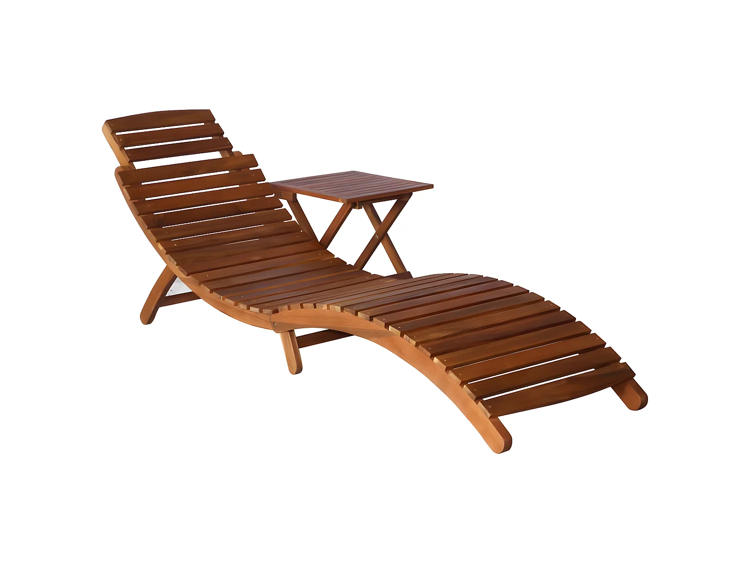 Ligbed met tafel massief acaciahout bruin NL120261