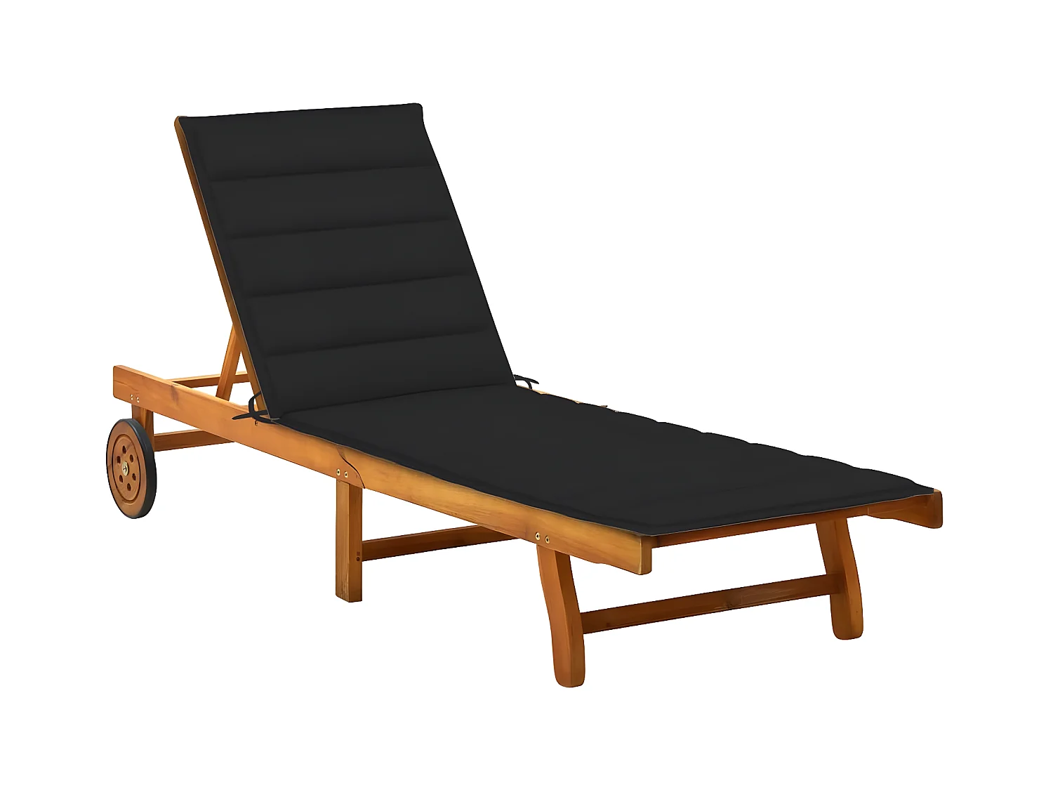 Bain de soleil avec coussin Bois d'acacia solide PEWV76577