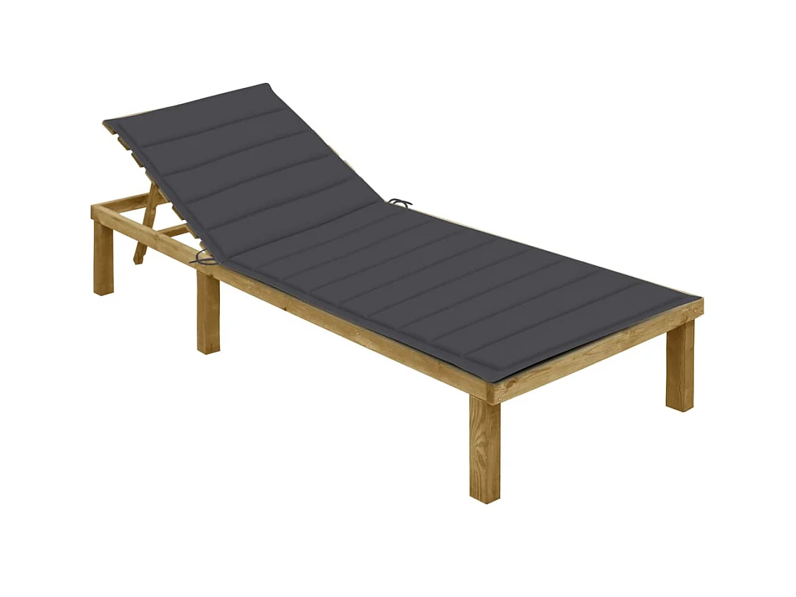 Bain de soleil avec coussin anthracite Bois de pin imprégné SEF15917