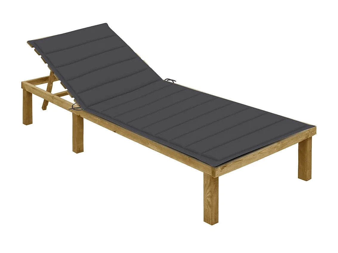Ligbed met antracietkleurig kussen geïmpregneerd grenenhout NL618697