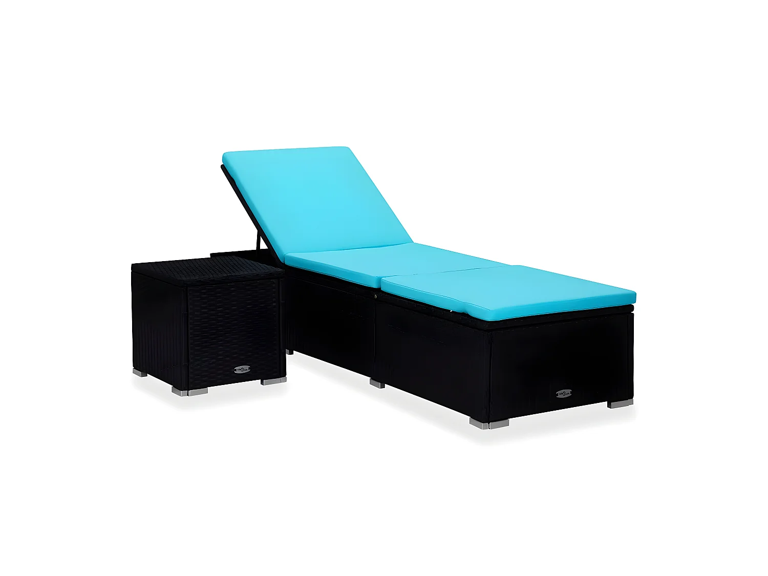 Bain de soleil avec coussin et table à thé Résine tressée Bleu SEF50990