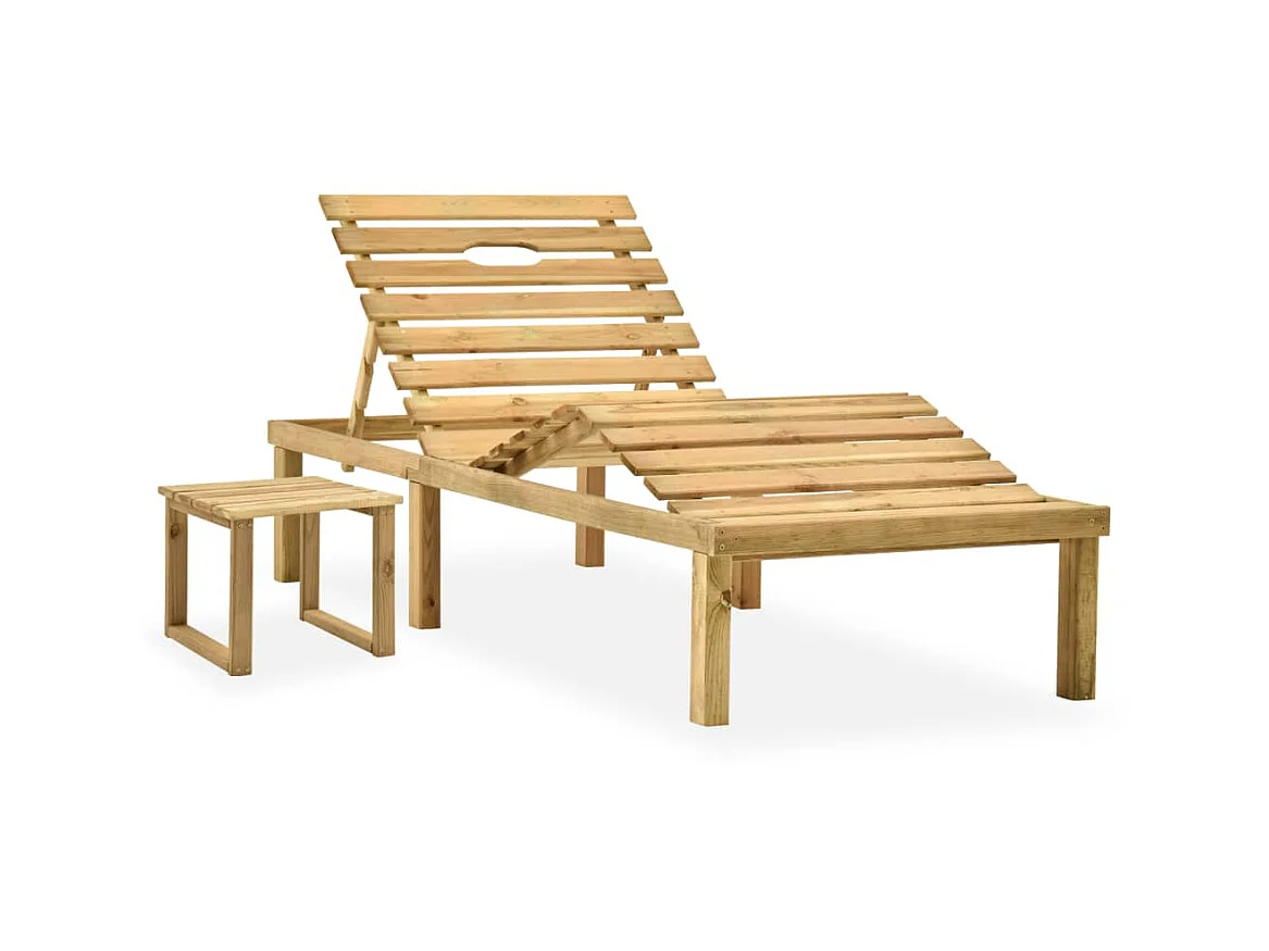 Ligbed met tafeltje en kussen geïmpregneerd grenenhout NL499966