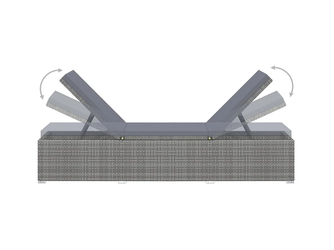 Bain de soleil avec coussin Résine tressée Gris SEF19386