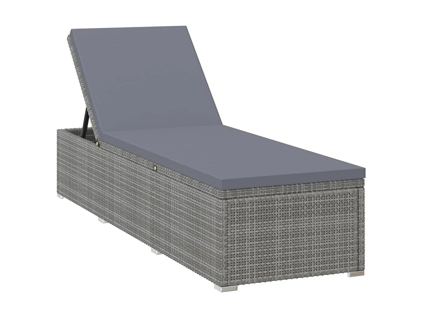 Bain de soleil avec coussin Résine tressée Gris SEF19386