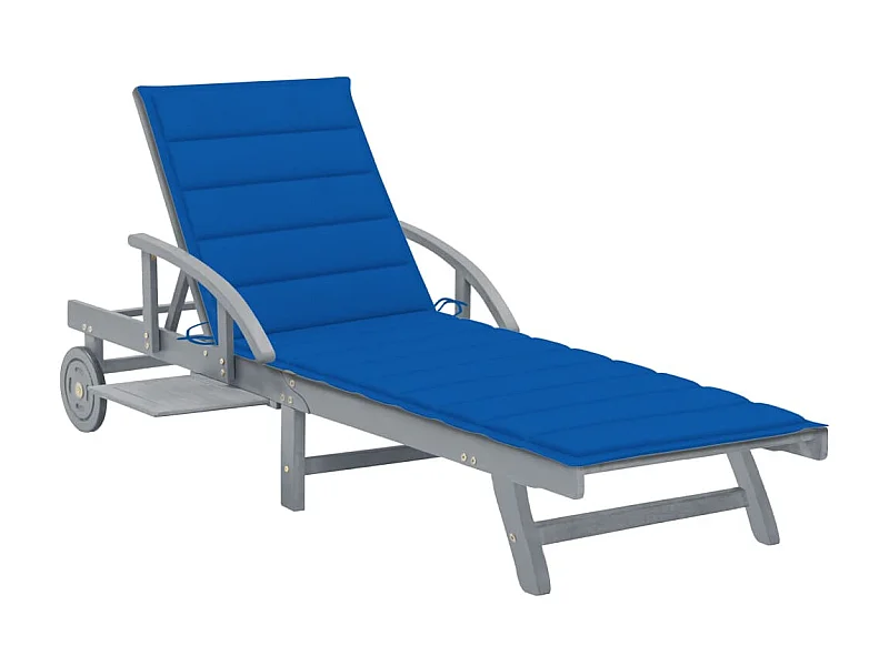 Bain de soleil avec coussin Bois d'acacia solide PEWV75811