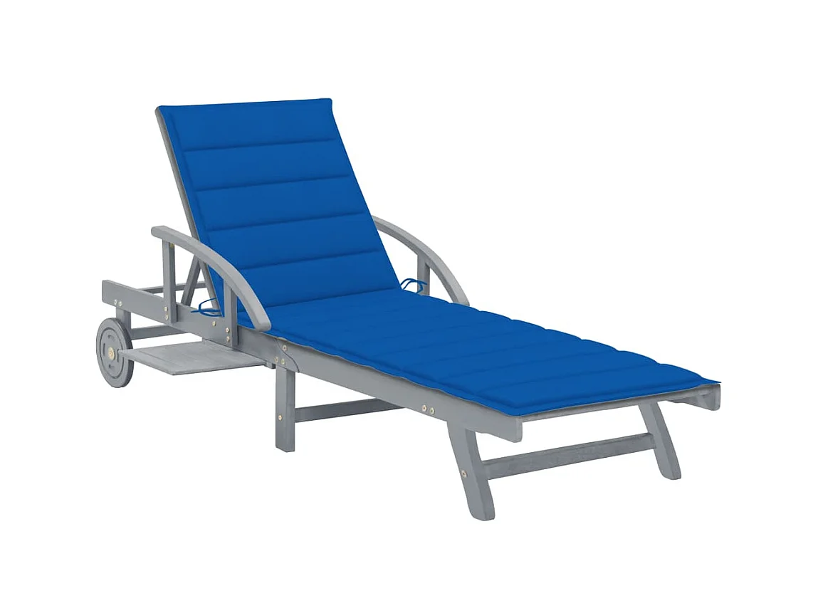 Bain de soleil avec coussin Bois d'acacia solide PEWV75811