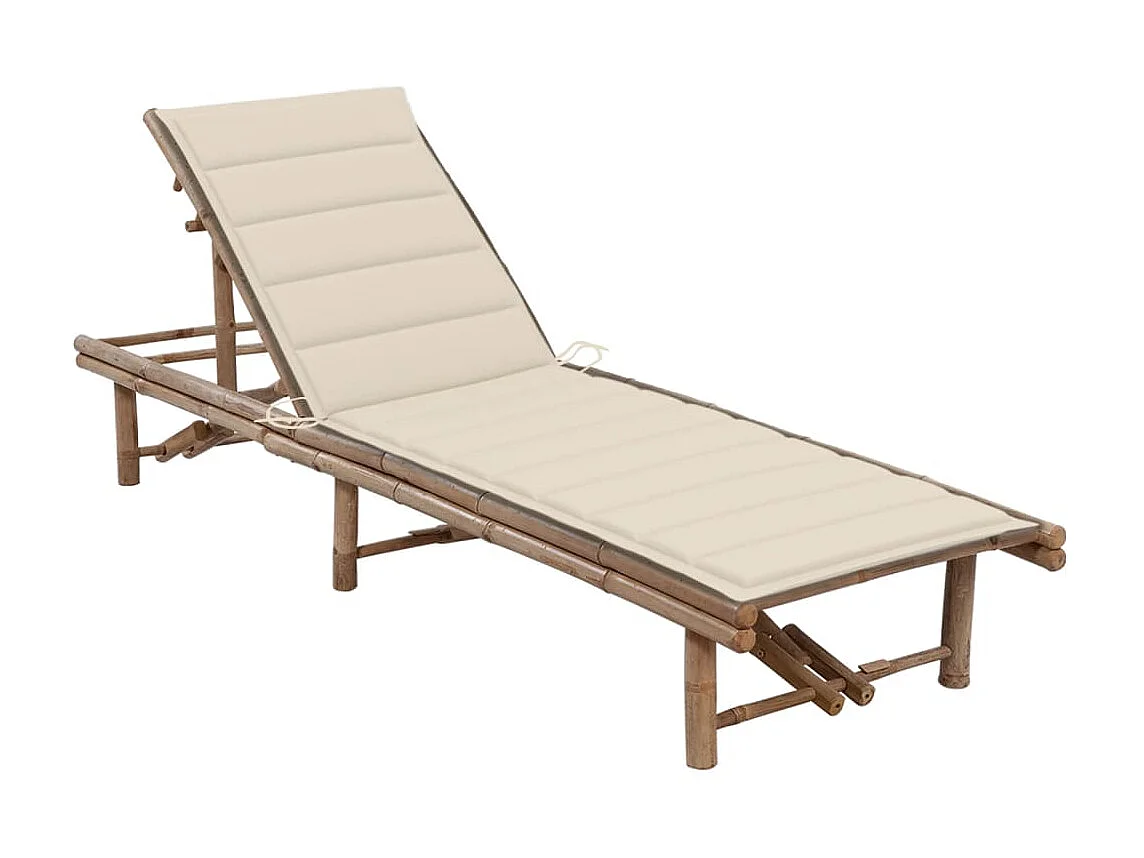 Bain de soleil de jardin avec coussin Bambou SEF24037