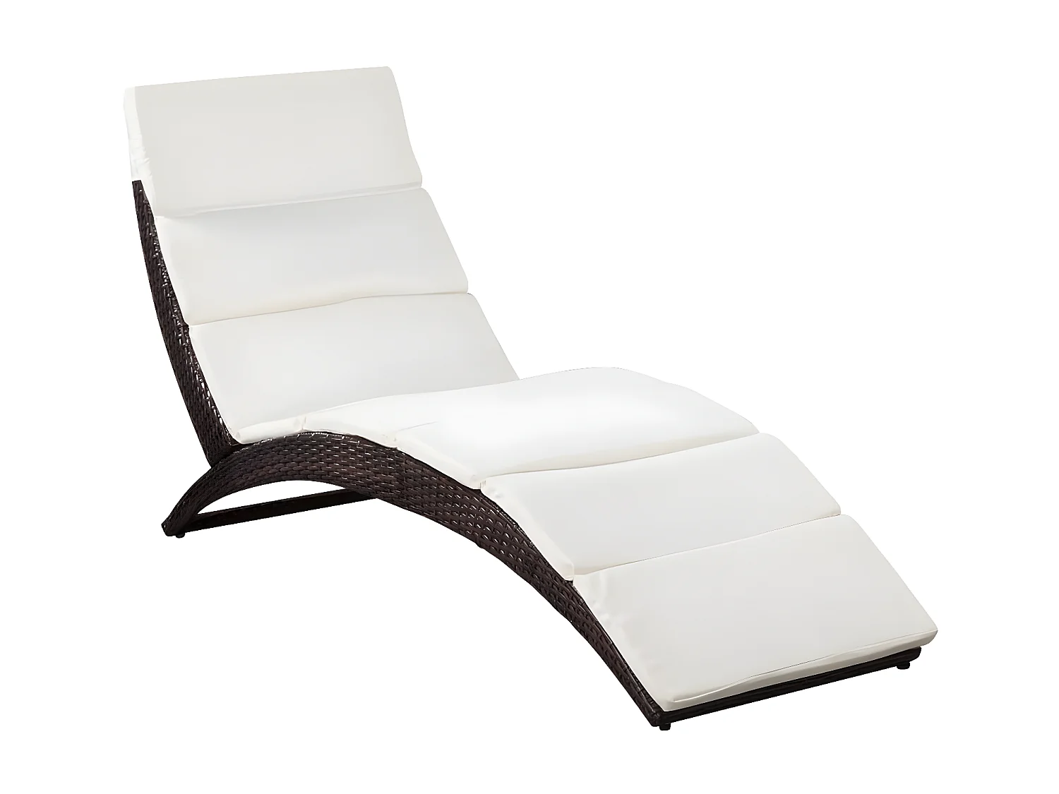 Bain de soleil pliable avec coussin Résine tressée Marron SEF40619