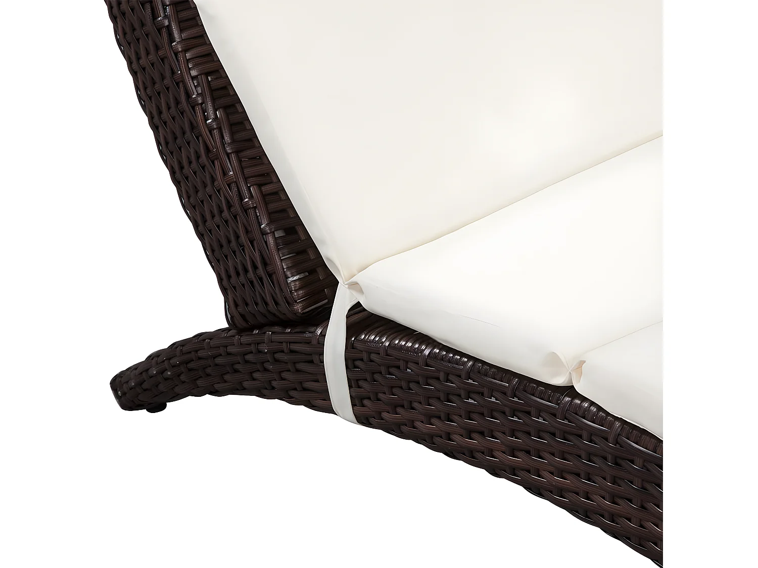 Bain de soleil pliable avec coussin Résine tressée Marron SEF40619