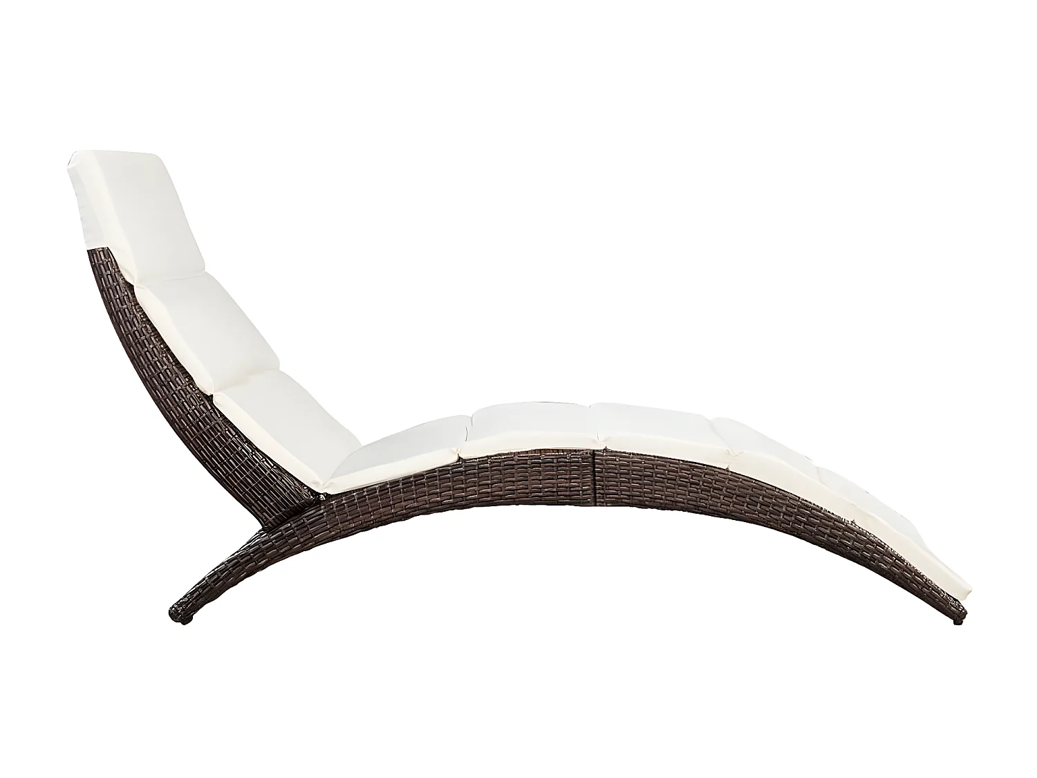 Bain de soleil pliable avec coussin Résine tressée Marron SEF40619