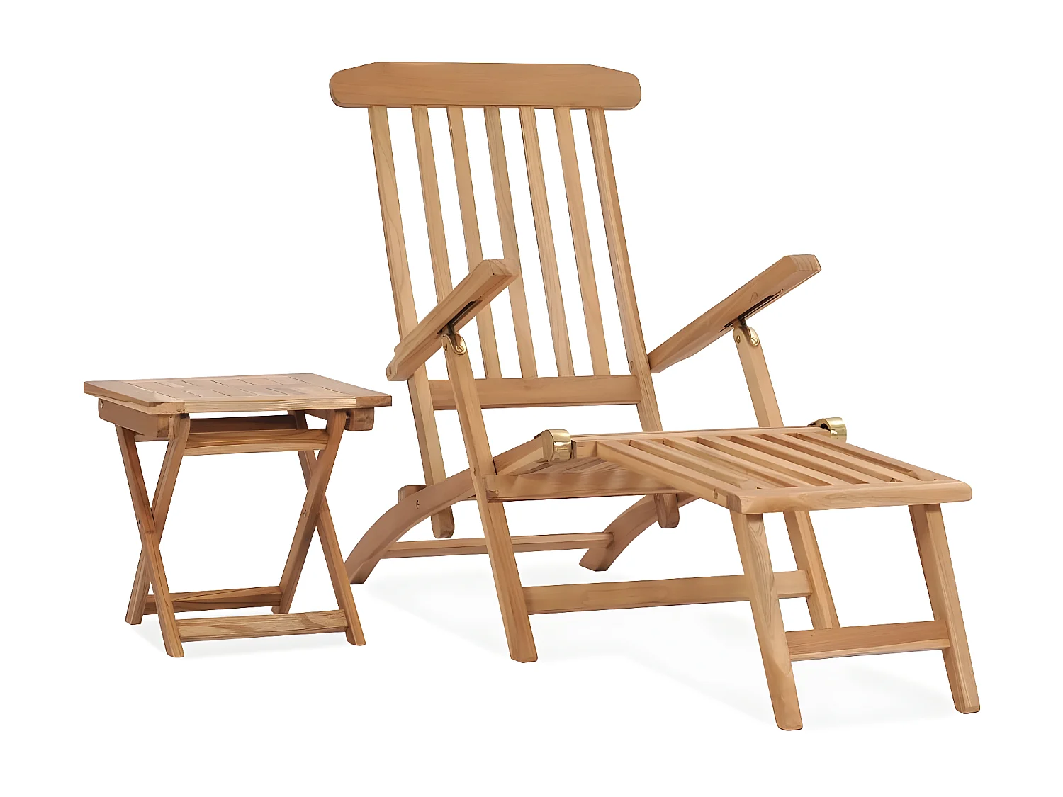 Bain de soleil de jardin avec repose-pied et table Bois de teck SEF67991
