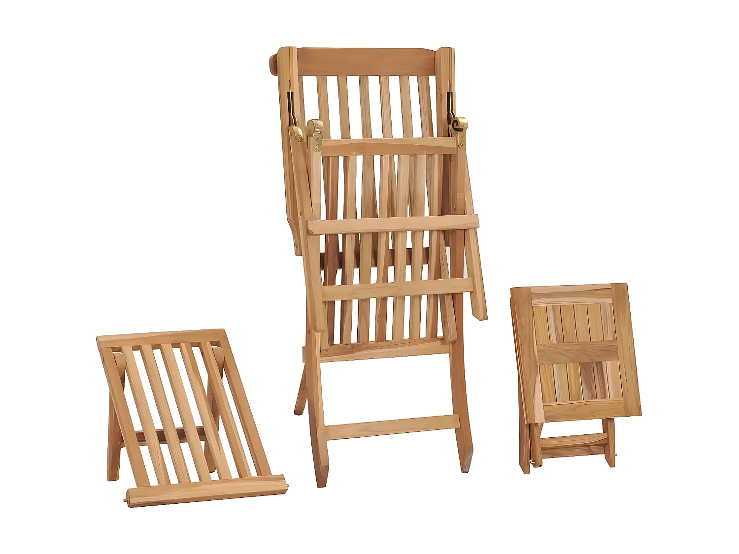 Bain de soleil de jardin avec repose-pied et table Bois de teck SEF67991