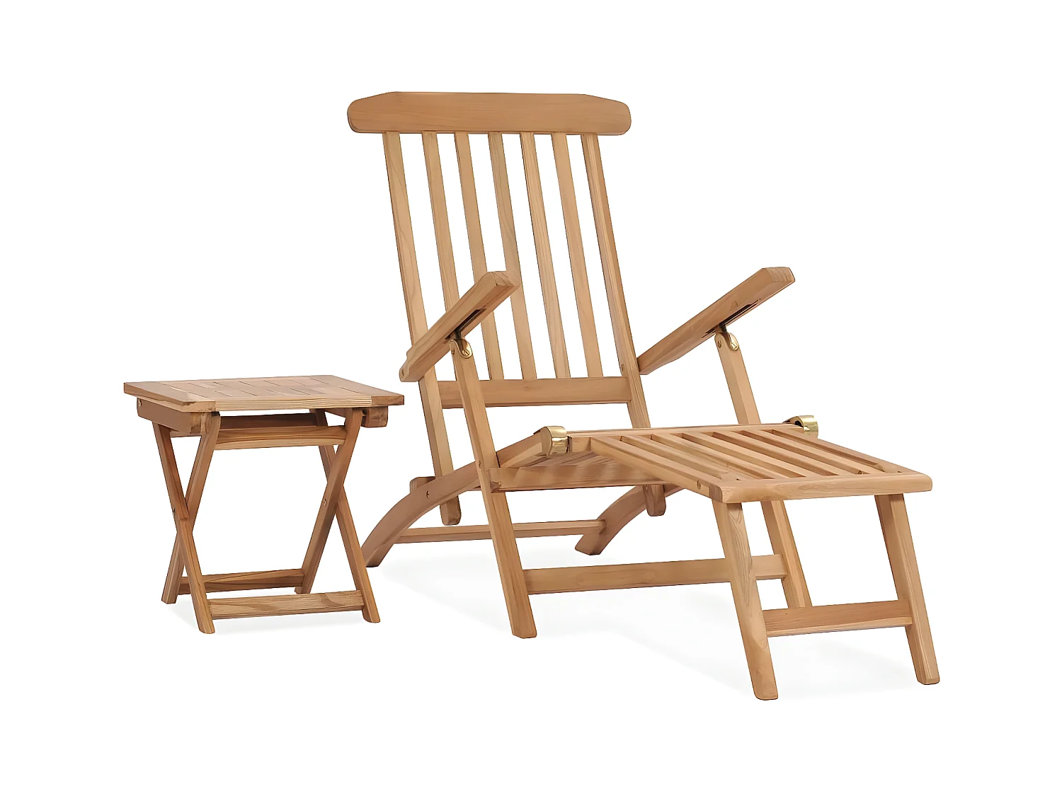 Bain de soleil de jardin avec repose-pied et table Bois de teck SEF67991