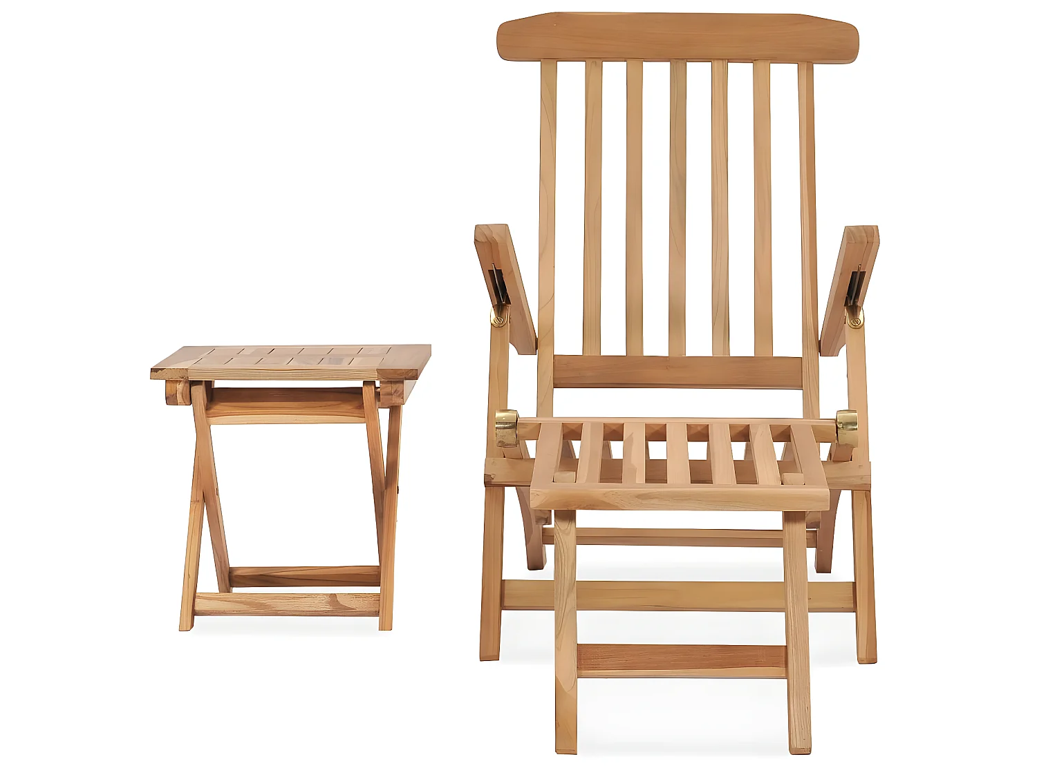 Bain de soleil de jardin avec repose-pied et table Bois de teck SEF67991