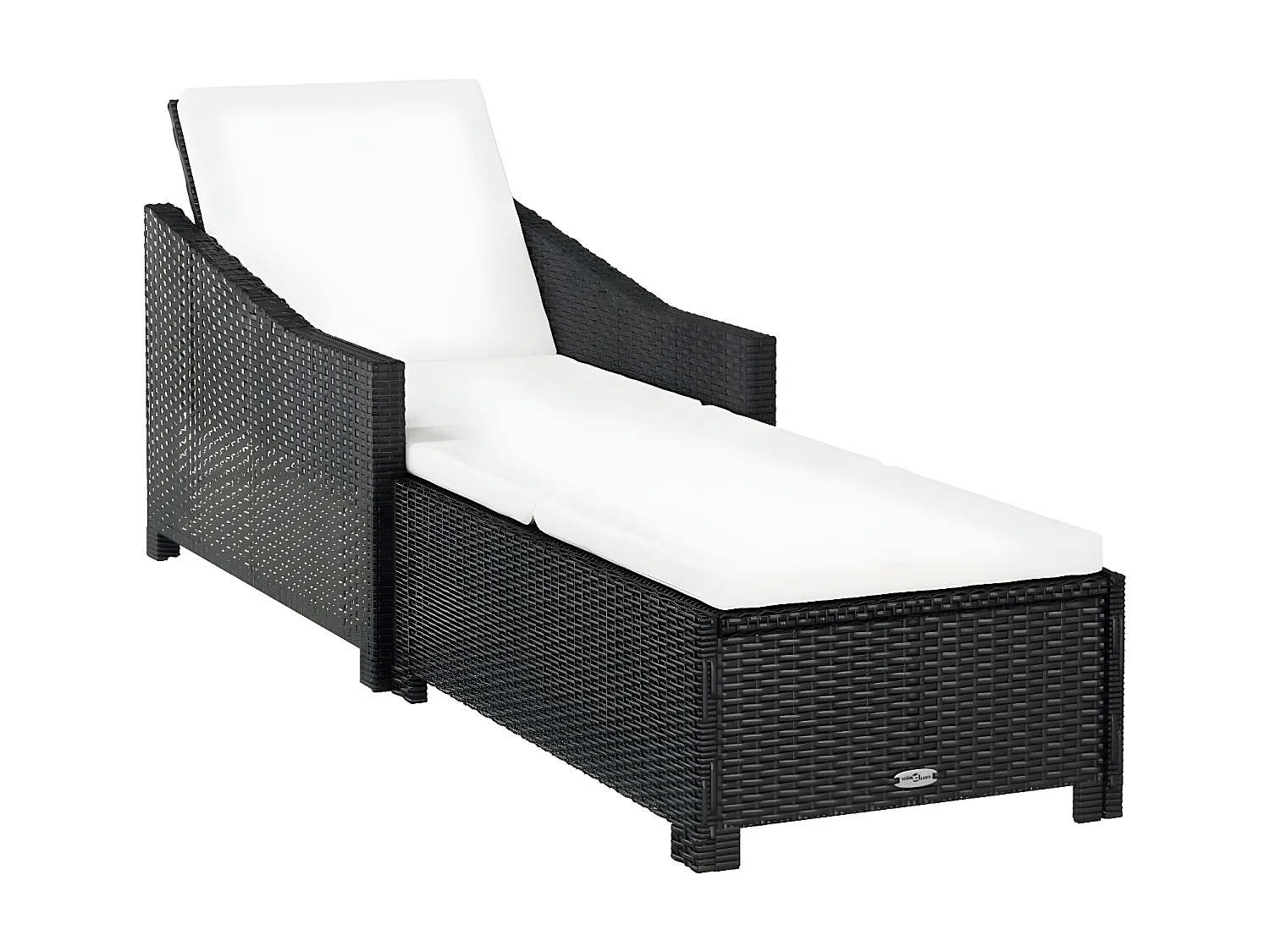 Bain de soleil avec coussin blanc crème Résine tressée Noir SEF64777