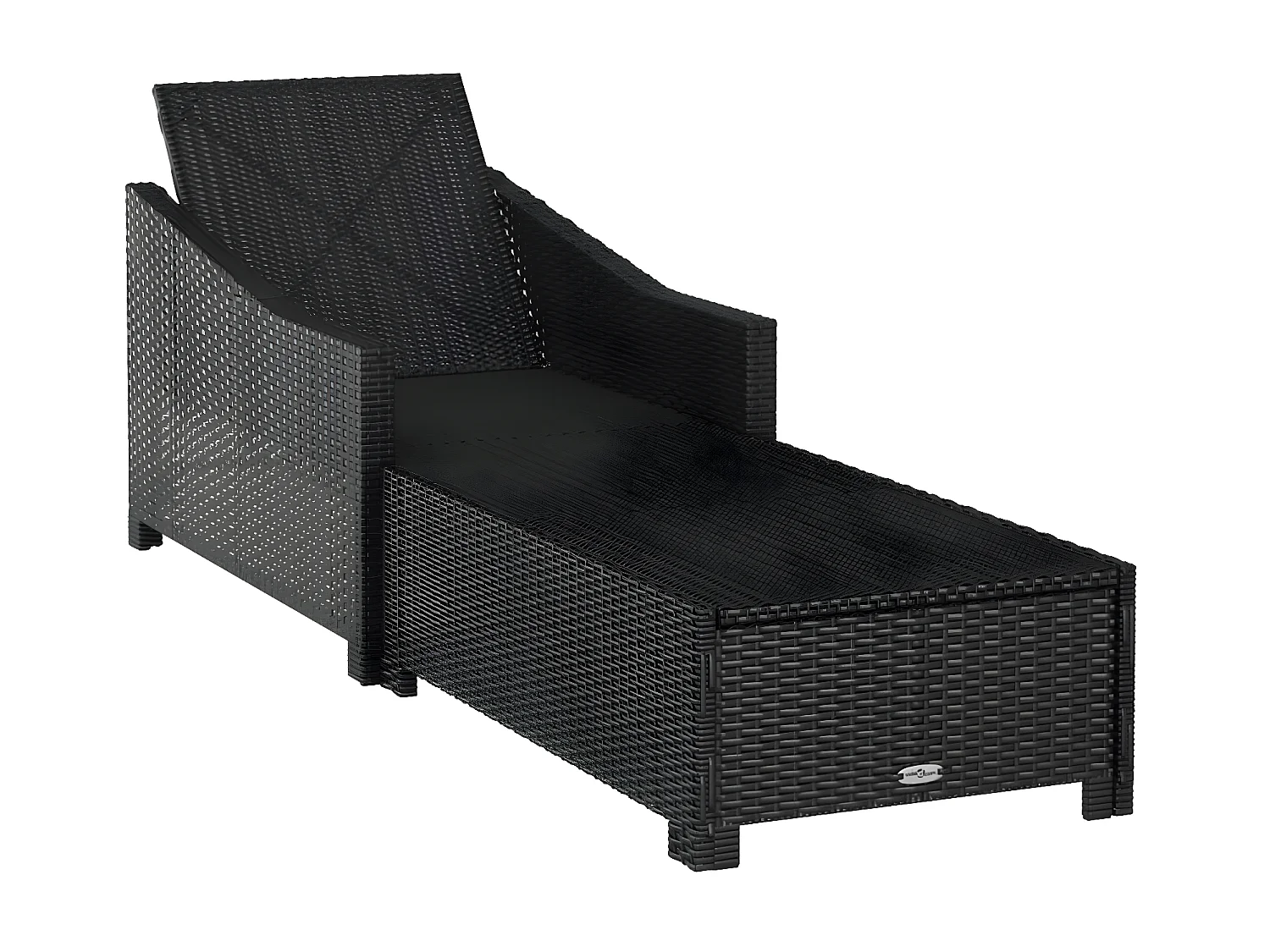 Bain de soleil avec coussin blanc crème Résine tressée Noir SEF64777