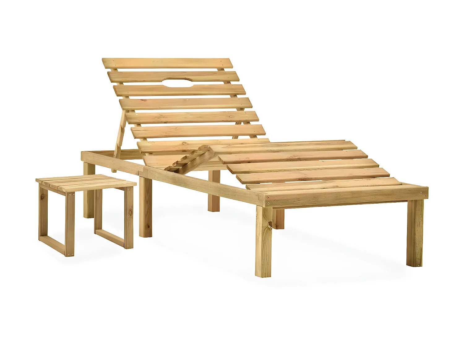 Bain de soleil de jardin avec table et coussin Pin imprégné SEF44288