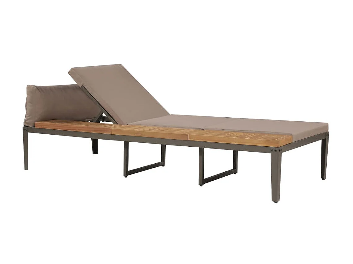 Bain de soleil avec coussin Bois d'acacia solide Marron SEF71768