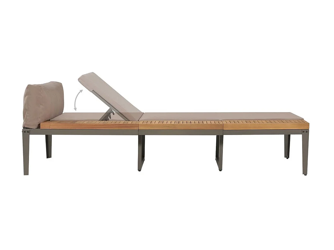 Bain de soleil avec coussin Bois d'acacia solide Marron SEF71768