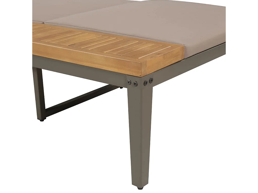 Bain de soleil avec coussin Bois d'acacia solide Marron SEF71768