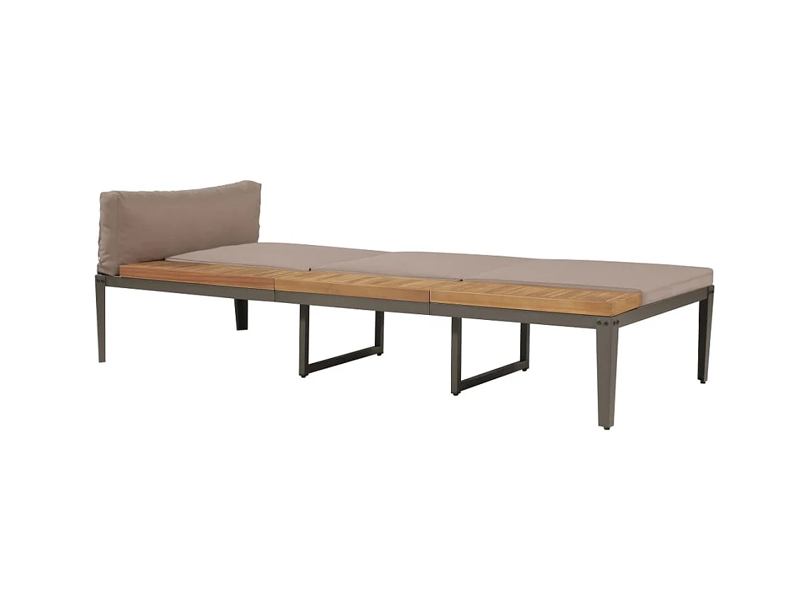 Bain de soleil avec coussin Bois d'acacia solide Marron SEF71768