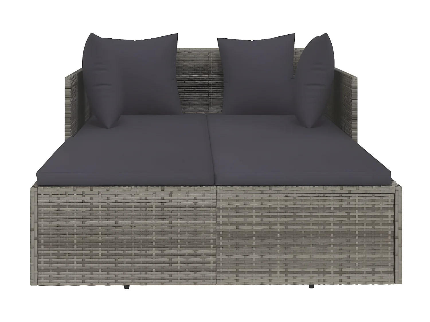 Bain de soleil avec coussins gris 182x118x63 cm résine tressée SEF97713