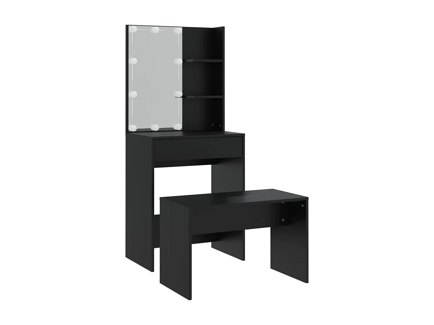 Ensemble de coiffeuse avec LED Noir Bois d'ingénierie OFR48934 BonneVie Meuble