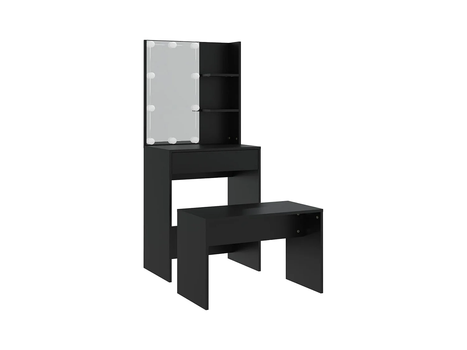 Ensemble de coiffeuse avec LED Noir Bois d'ingénierie OFR48934 BonneVie Meuble