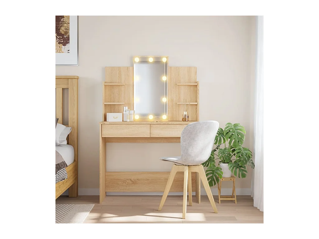 Kaptafel met LED-verlichting 96x40x142 cm sonoma eikenkleurig NL906604