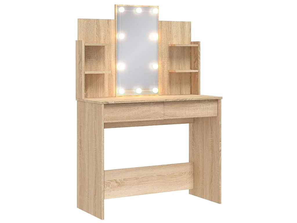 Coiffeuse avec lumières LED chêne sonoma 96x40x142 cm OFR97676 BonneVie Meuble