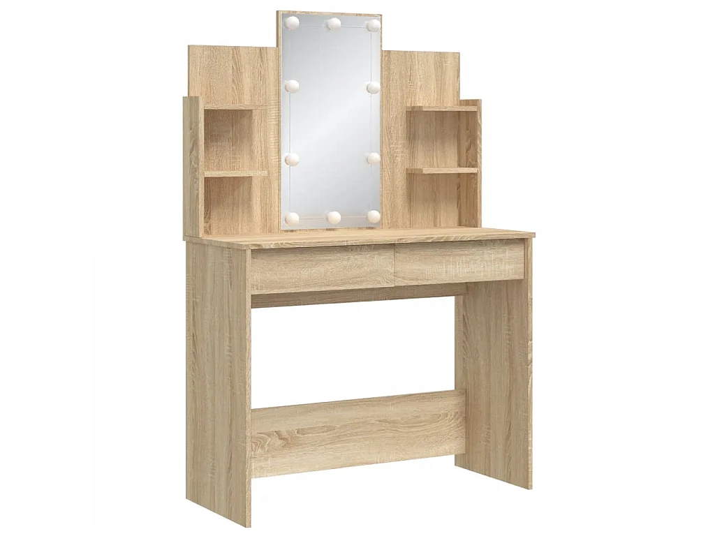 Coiffeuse avec lumières LED chêne sonoma 96x40x142 cm OFR97676 BonneVie Meuble