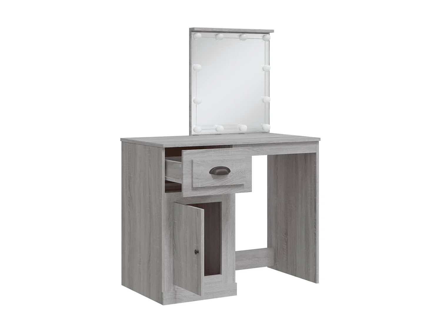 Coiffeuse avec lumières LED sonoma gris 90x42x132,5 cm OFR90723 BonneVie Meuble