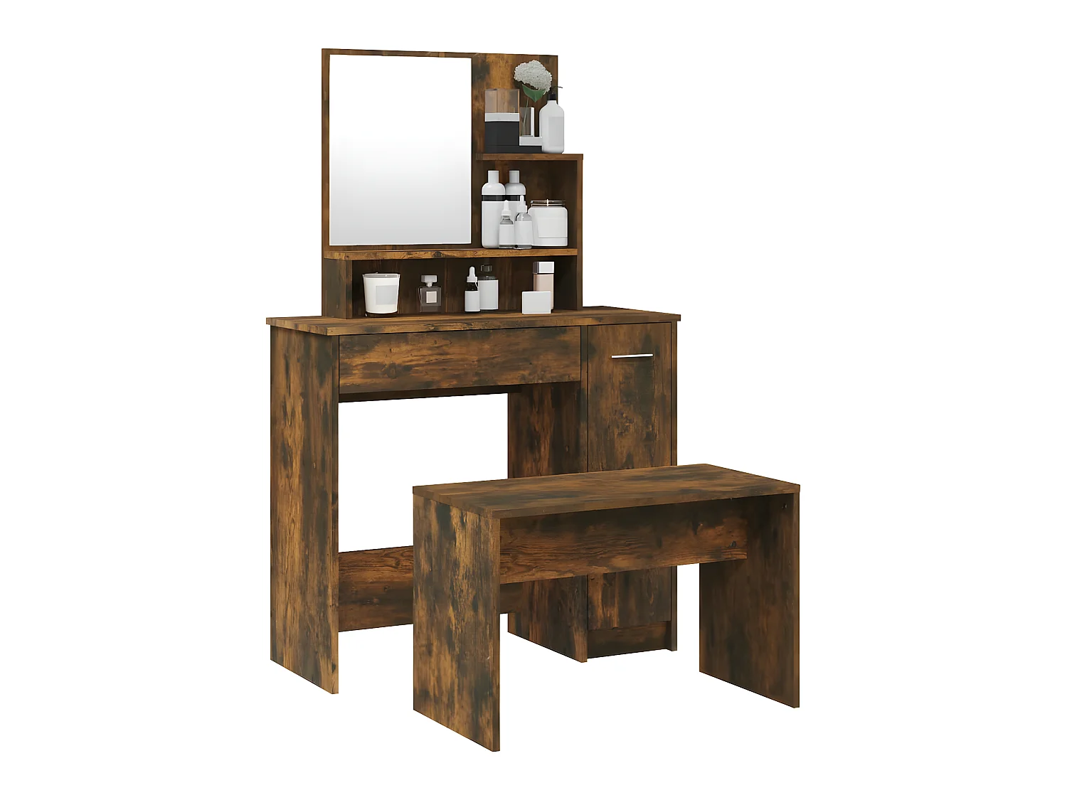 Kaptafelset 86,5x35x136 cm gerookt eiken NL148745