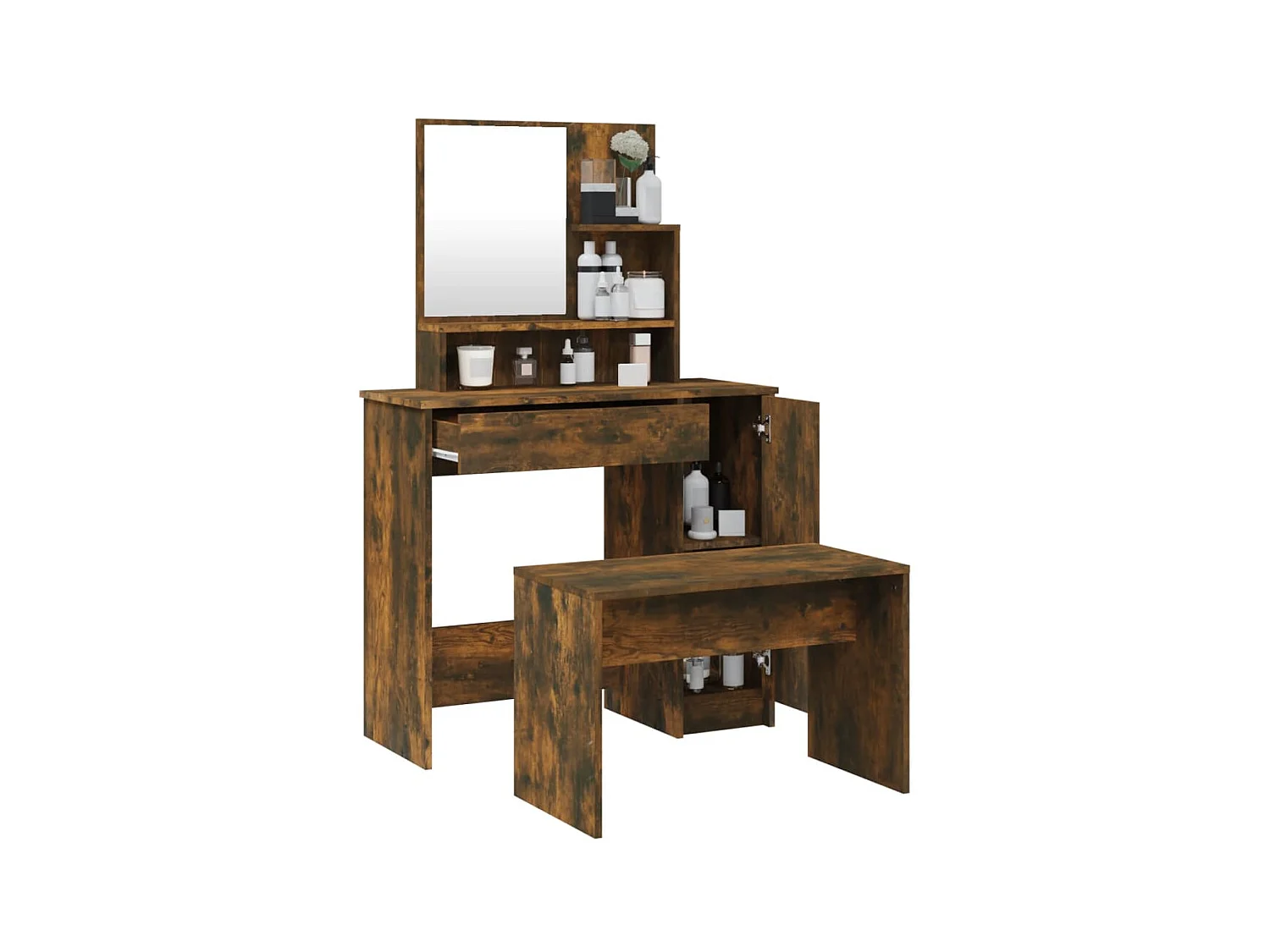 Kaptafelset 86,5x35x136 cm gerookt eiken NL148745