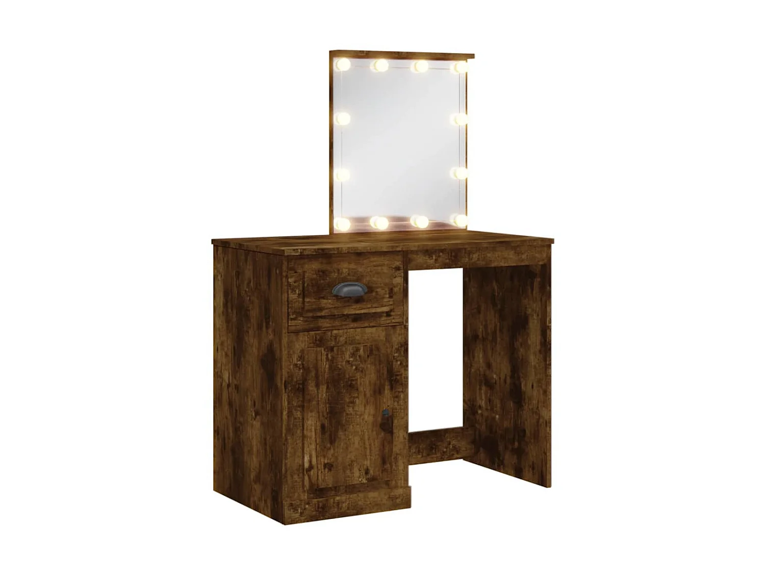 Coiffeuse avec lumières LED chêne fumé 90x42x132,5 cm OFR48496 BonneVie Meuble