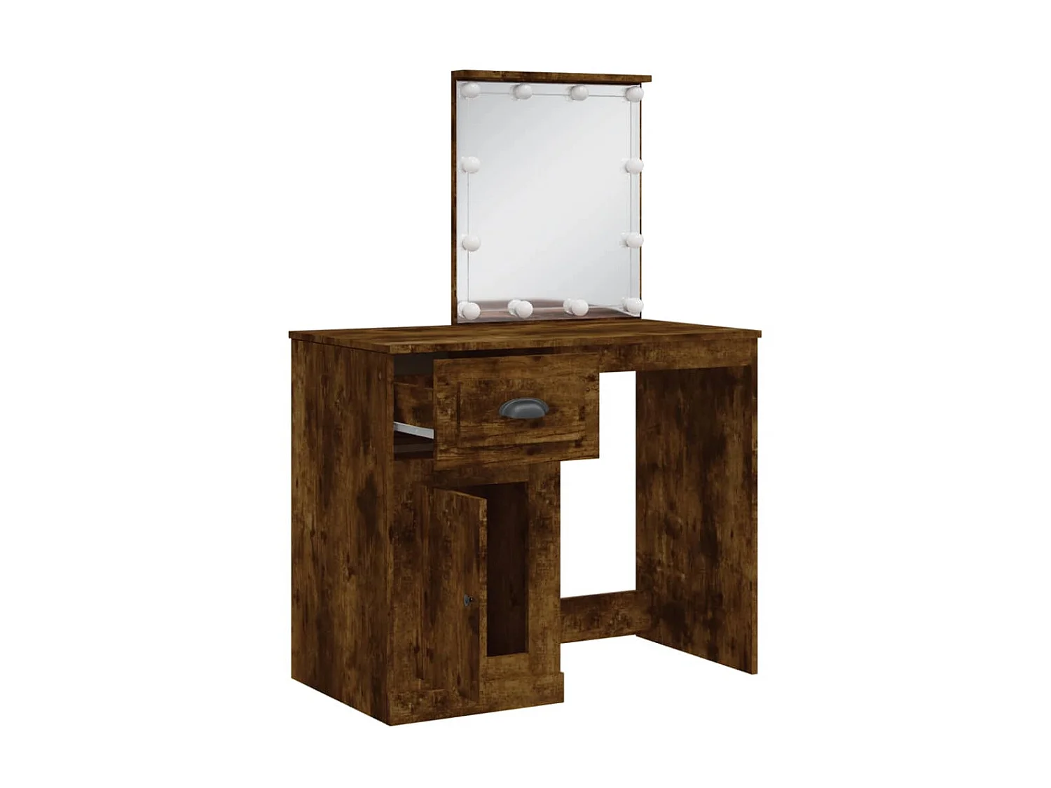 Coiffeuse avec lumières LED chêne fumé 90x42x132,5 cm OFR48496 BonneVie Meuble