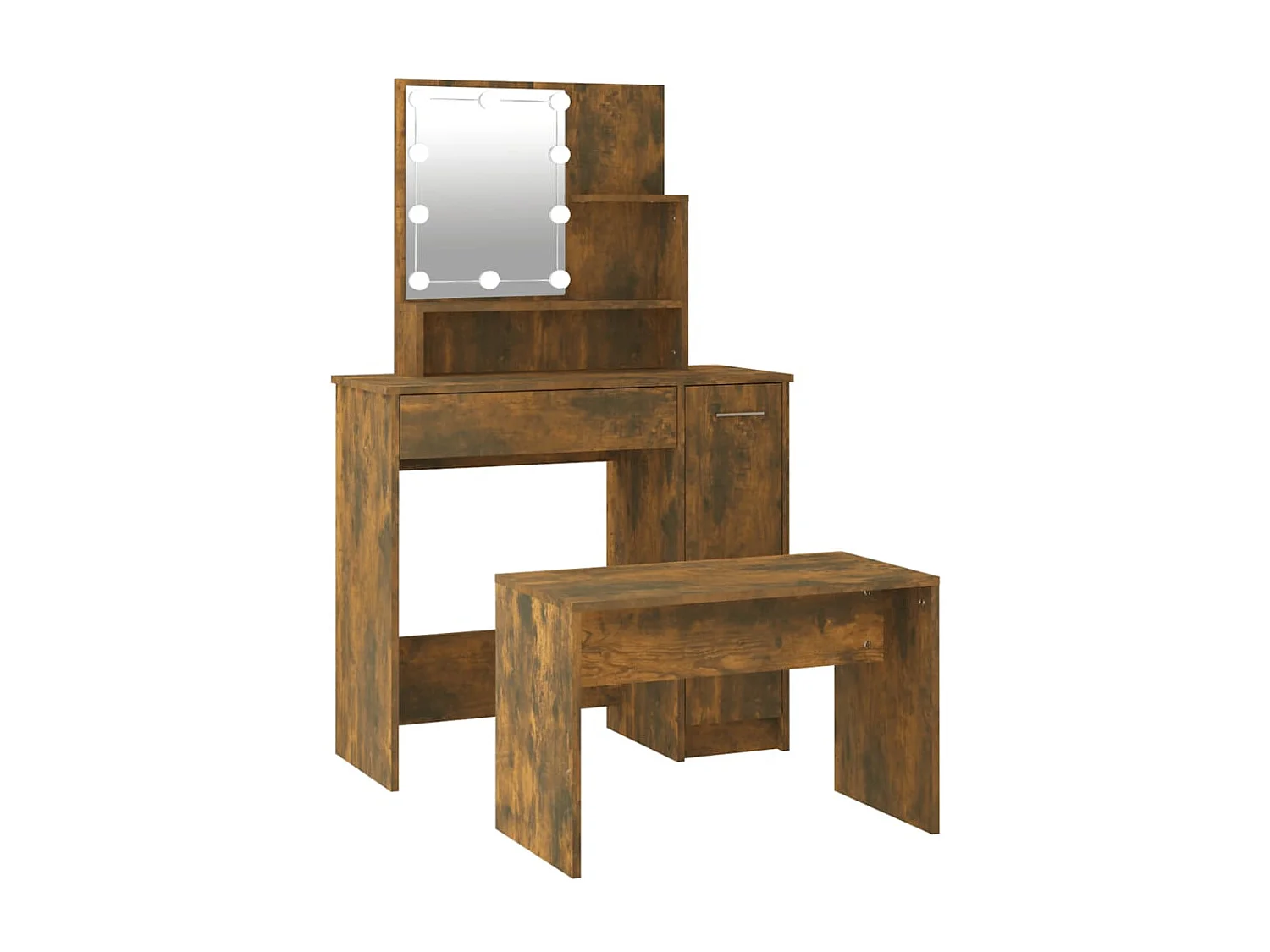 Ensemble de coiffeuse avec LED Chêne fumé Bois d'ingénierie OFR85205 BonneVie Meuble