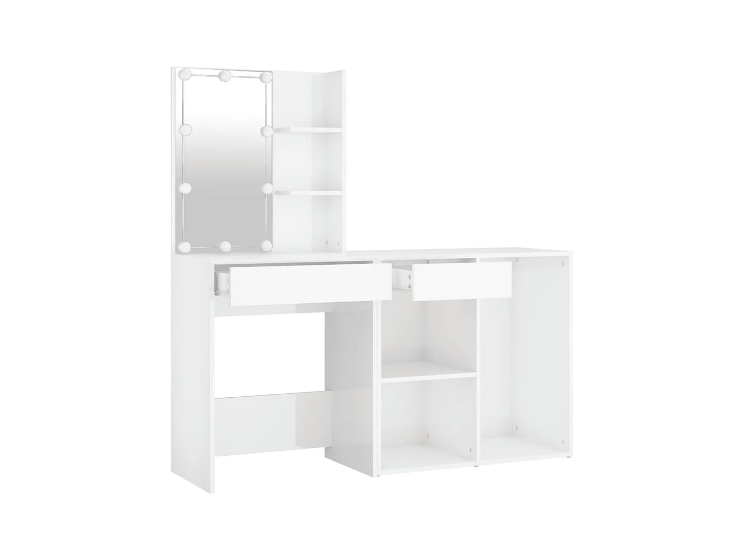 Coiffeuse à LED avec armoire Blanc brillant Bois d'ingénierie OFR51178 BonneVie Meuble