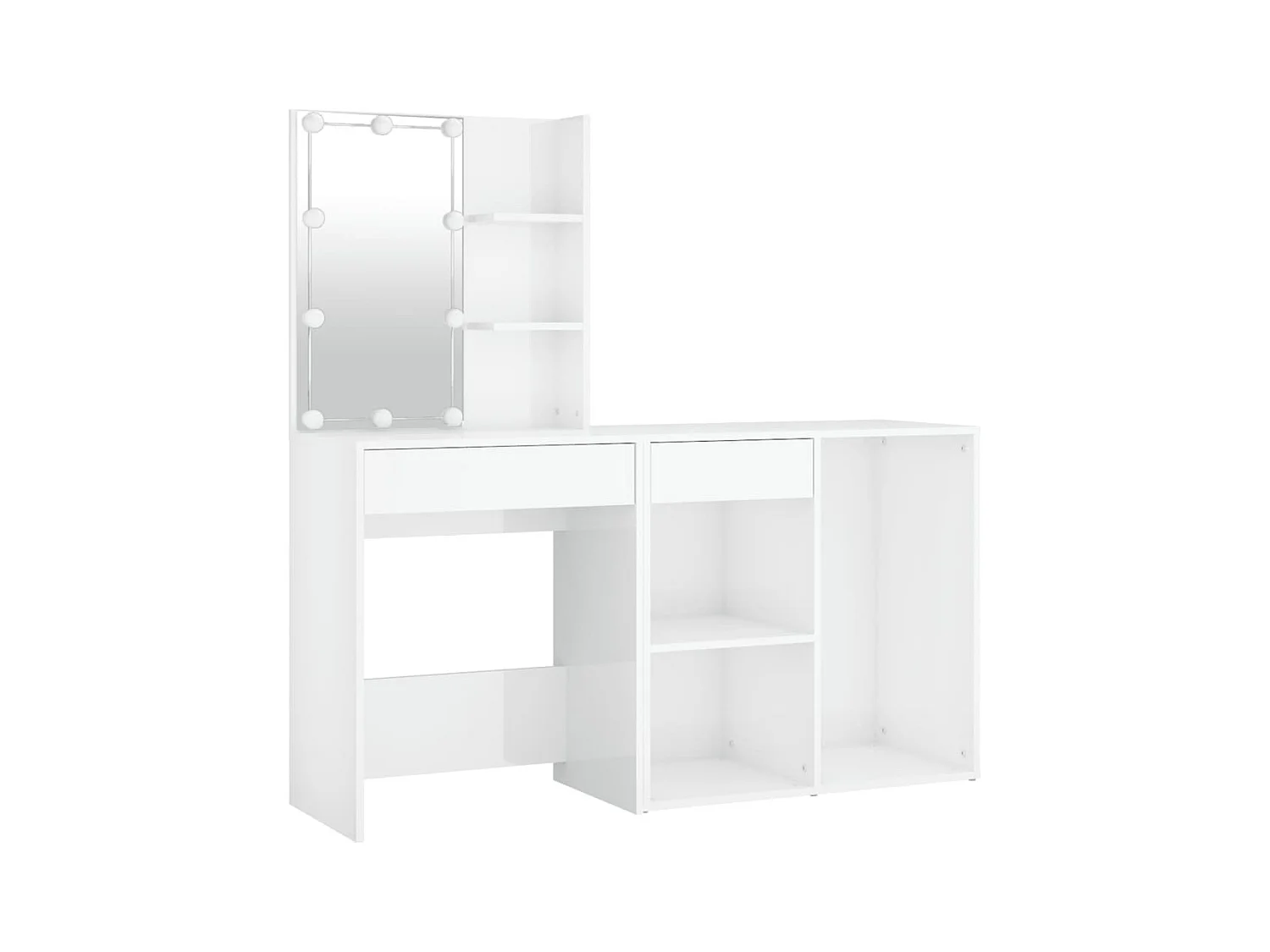 Coiffeuse à LED avec armoire Blanc brillant Bois d'ingénierie OFR51178 BonneVie Meuble