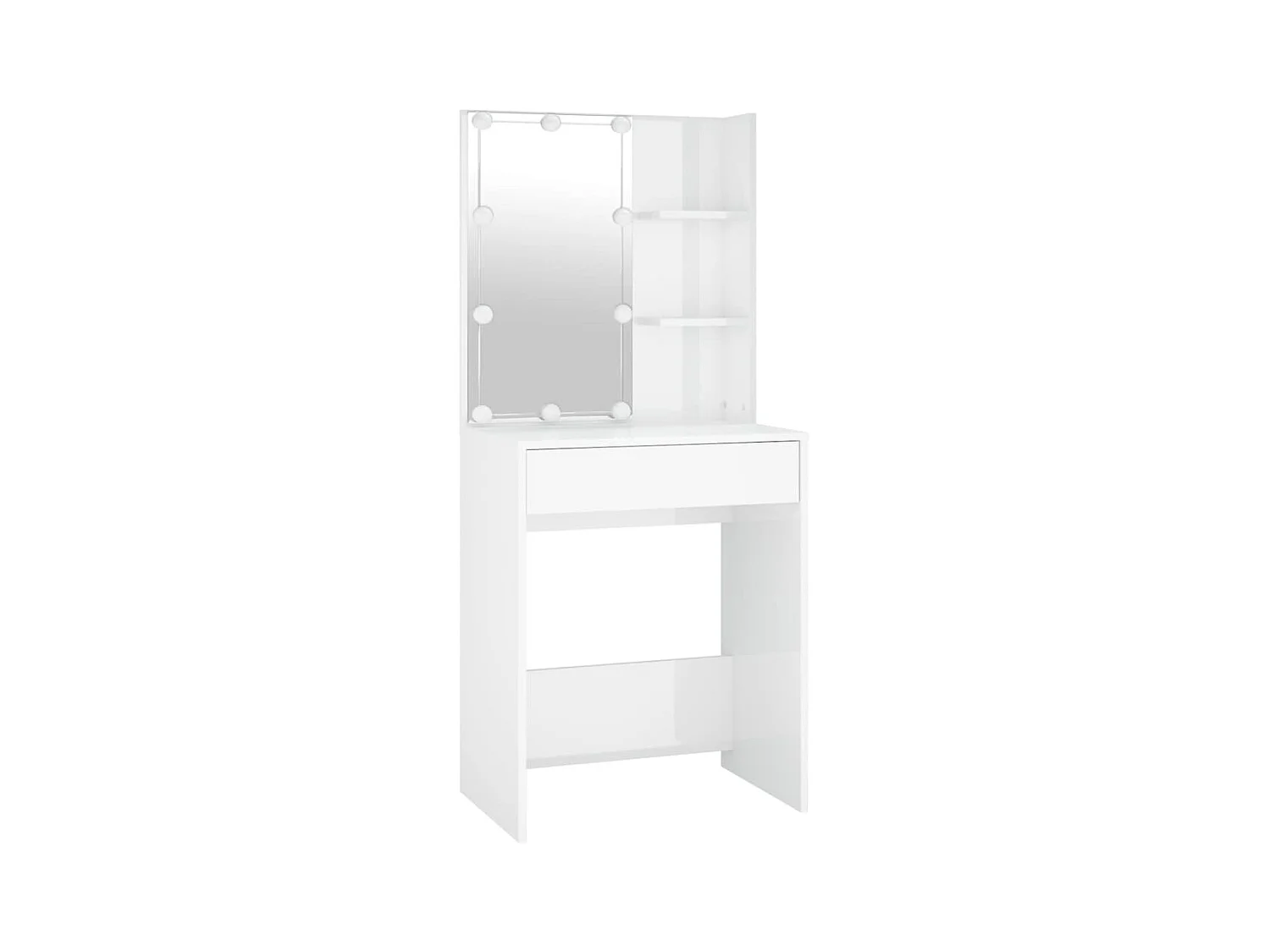 Coiffeuse à LED avec armoire Blanc brillant Bois d'ingénierie OFR51178 BonneVie Meuble
