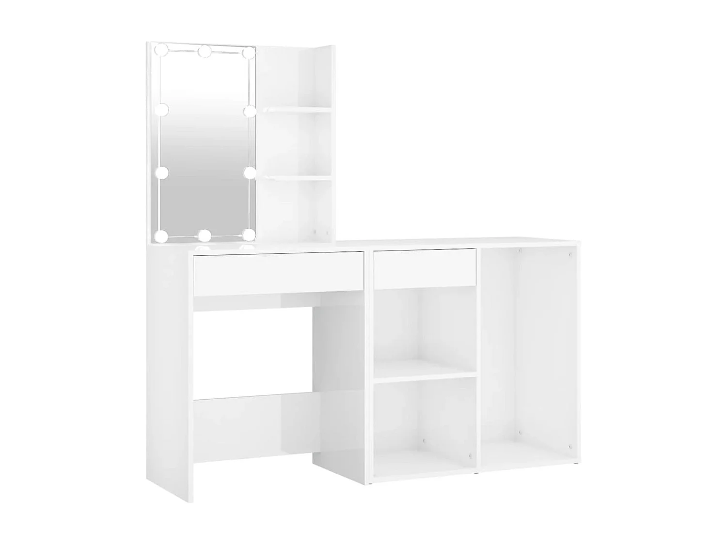 Kaptafel met kastje en LED's bewerkt hout hoogglans wit NL442044