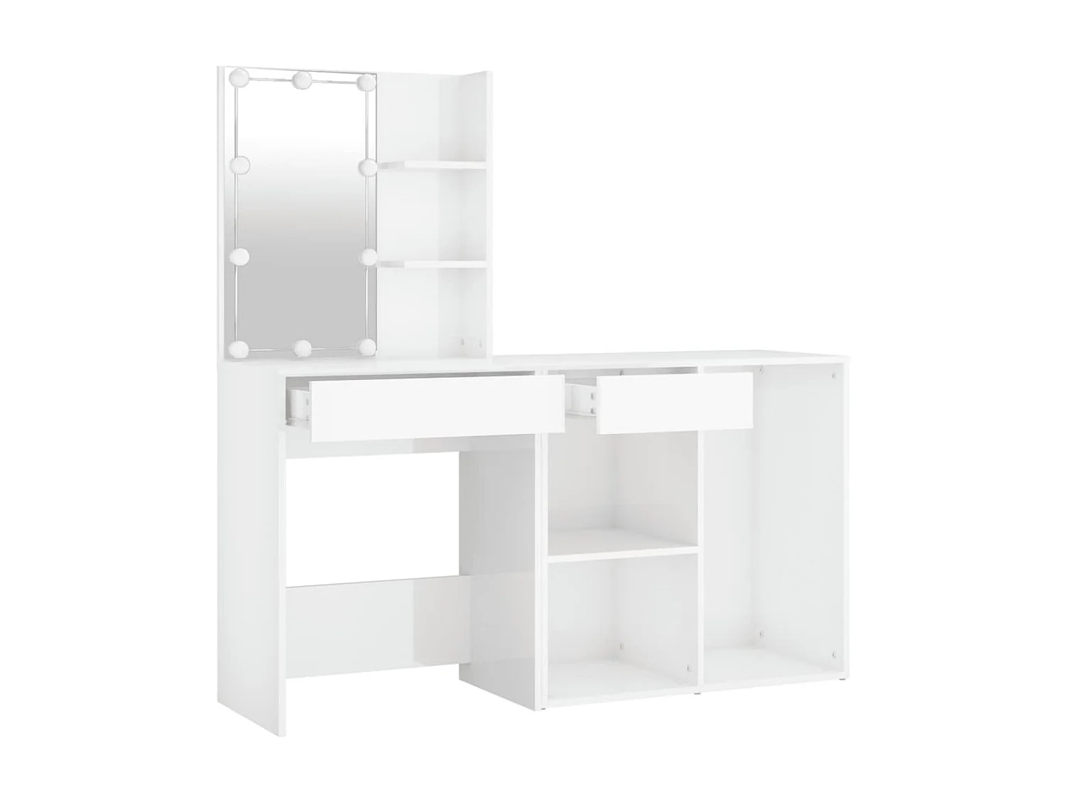 Kaptafel met kastje en LED's bewerkt hout hoogglans wit NL442044