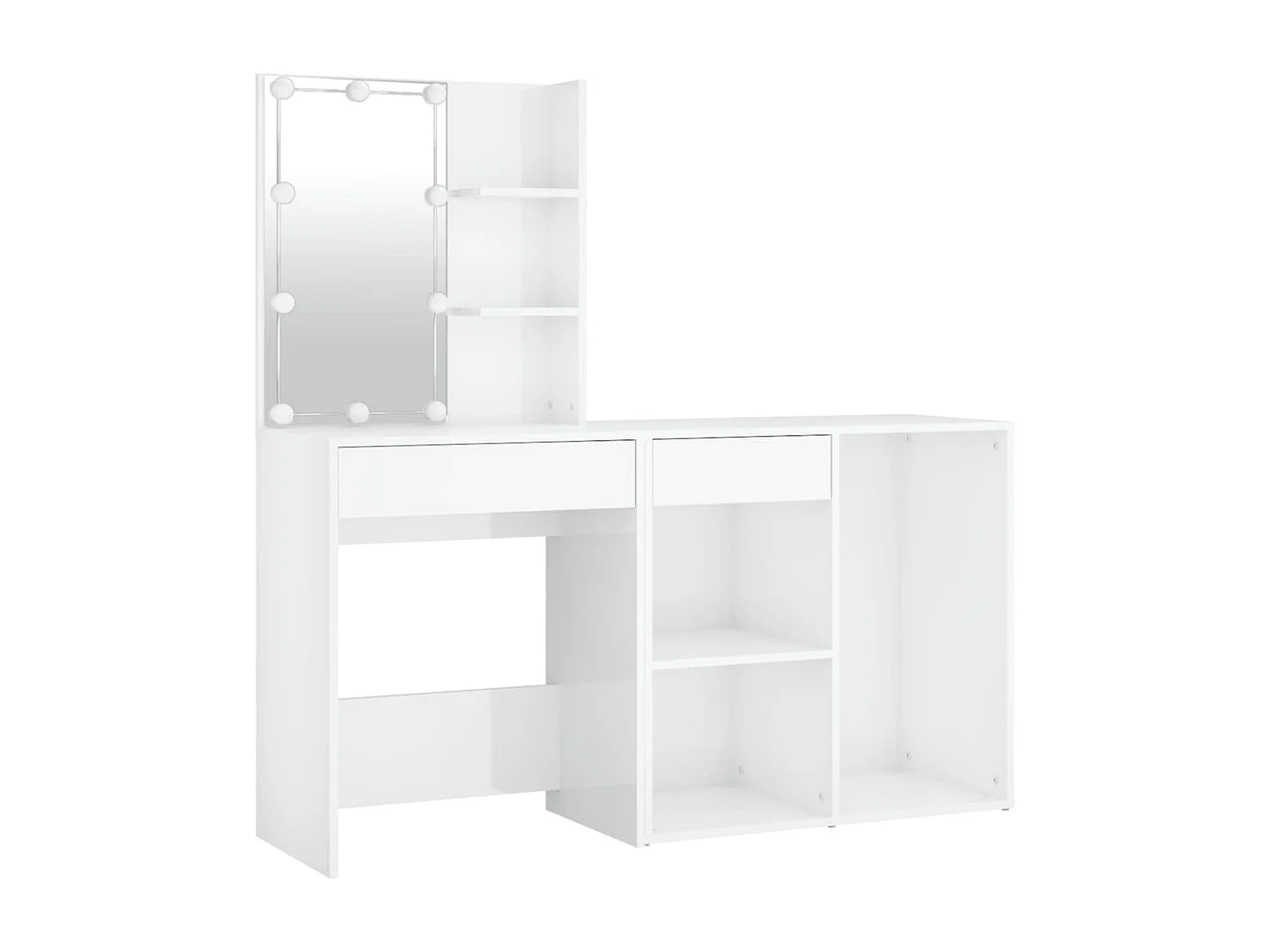 Kaptafel met kastje en LED's bewerkt hout hoogglans wit NL442044