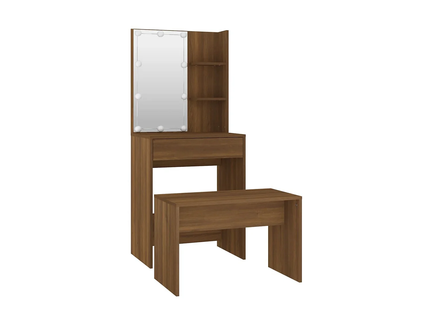 Ensemble de coiffeuse avec LED Chêne marron Bois d'ingénierie OFR76631 BonneVie Meuble