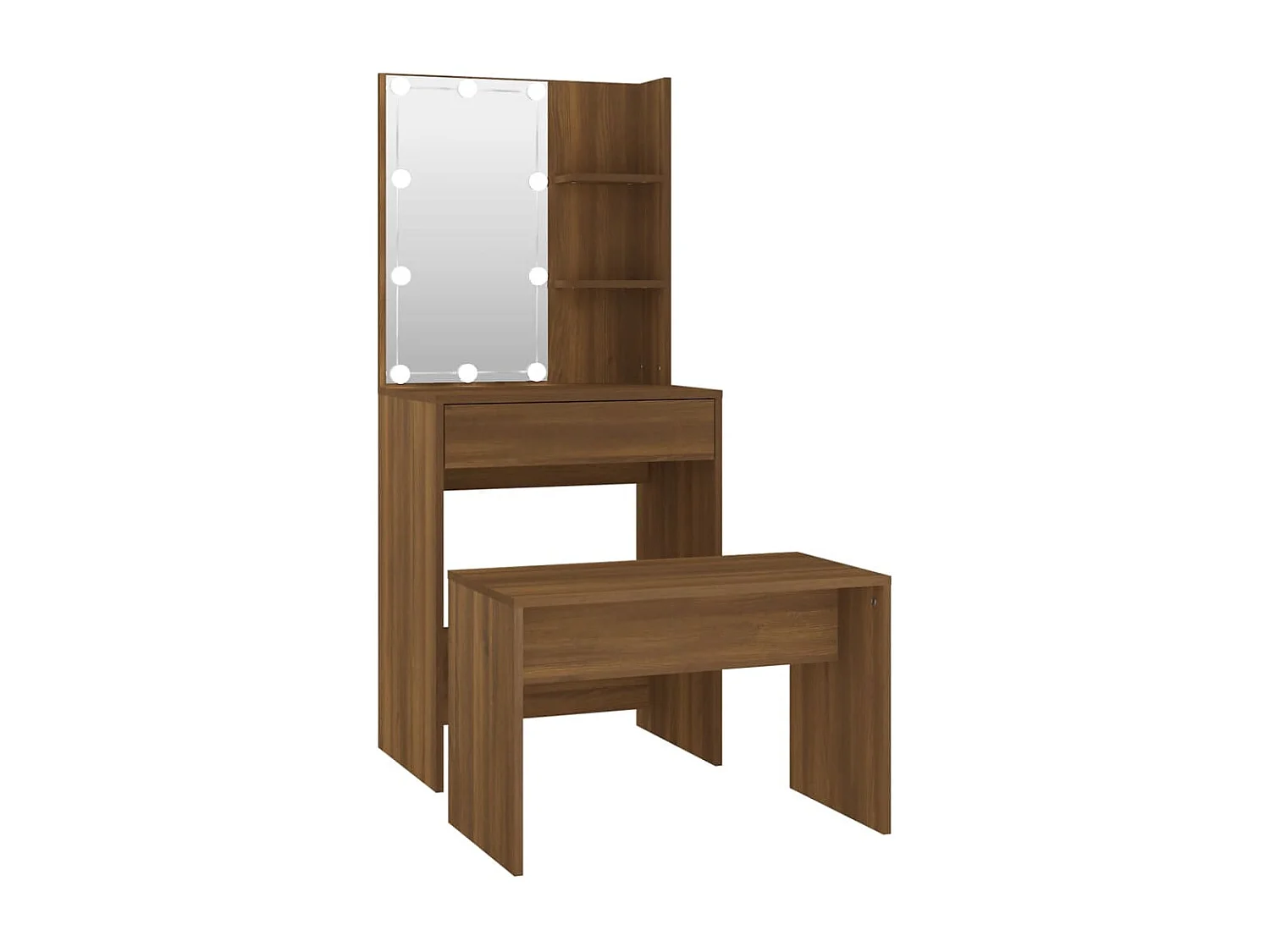 Conjunto toucador com LEDs madeira processada sonoma castanho PT997346