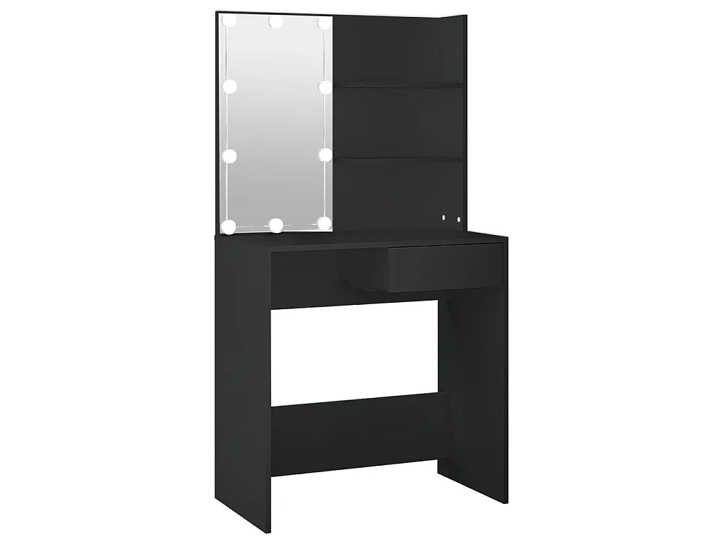 Coiffeuse avec LED noir 74,5x40x141 cm OFR74832 BonneVie Meuble