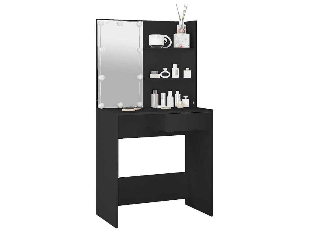 Coiffeuse avec LED noir 74,5x40x141 cm OFR74832 BonneVie Meuble
