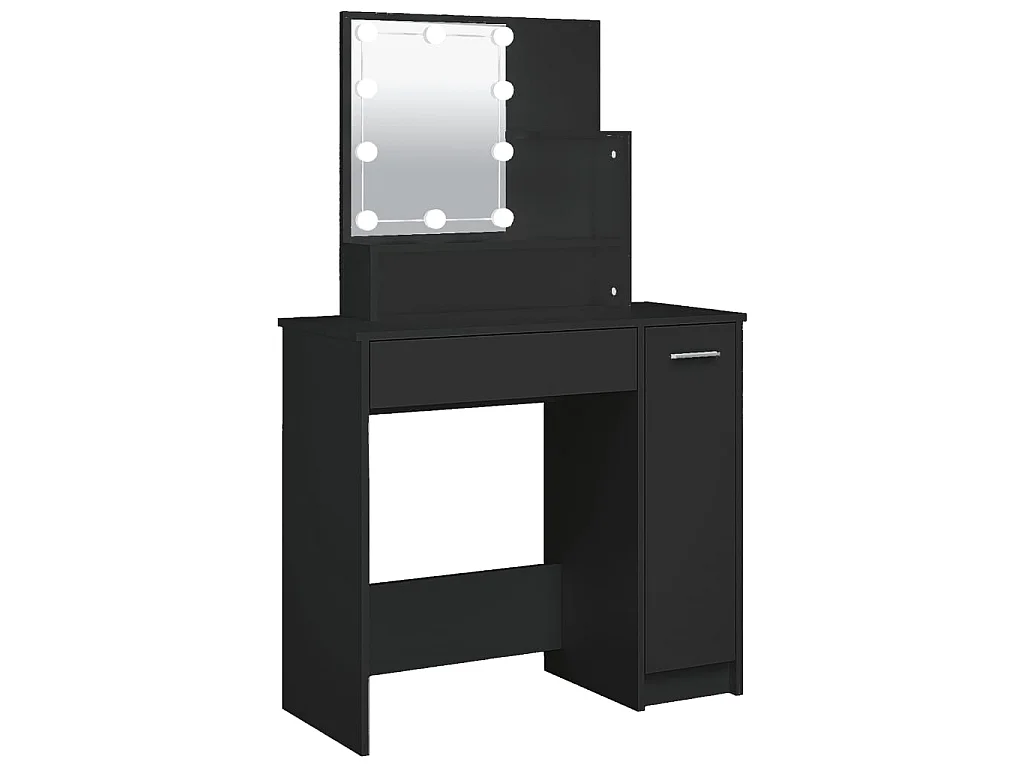 Tocador con LED negro 86,5x35x136 cm ES765939