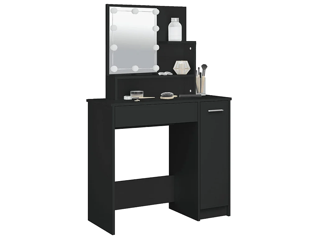 Tocador con LED negro 86,5x35x136 cm ES765939